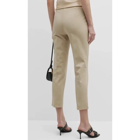Lafayette 148 New York Bleecker Crop Leg Pants Career Trousers Khaki Tan Size 12 - Picture 2 of 9